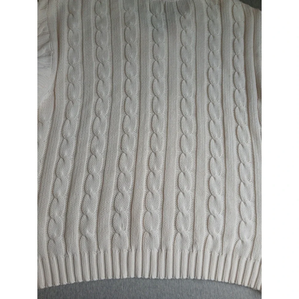 Vintage Gap Sweater Large Tennis Prep Cable Knit V Neck Preppy Wimbleton 90s - Picture 12 of 15